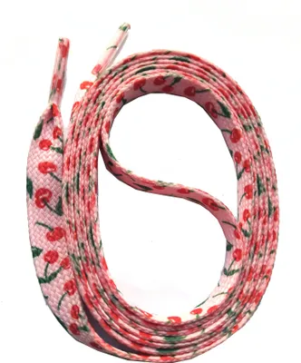 Produktbild von SNORS bedruckte Schnürsenkel flach - KIRSCHEN ROSA - 10mm - 140cm