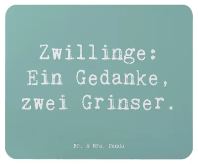 Produktbild von Mr. & Mrs. Panda Mauspad Spruch Zwillingsgeschwister Grinser - Meeresbrise - Geschenk, Weihnachten, Geschenke, herzerwärmende Sprüche, Mouse Pad, Zwillinge, Mousepad