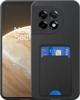 Immagine prodotto di Custodia per OnePlus 11 con supporto per schede in TPU - Custodia flessibile in silicone TPU con slot per schede - Nero - Smartphonica