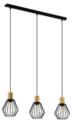 Image de PALMORLA suspension Lampe à suspendre Lampe à suspendre - L76 x l16 x H110 cm - noir, marron - 3X60W excl - IP20