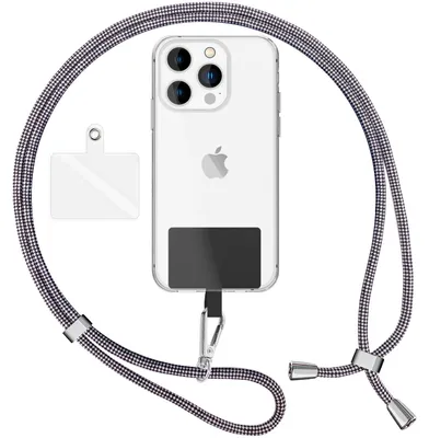 Obrázek produktu pro NALIA Univerzální šňůrka na krk se 2 podložkami a karabinou - 160cm řetízek na mobilní telefon - Black White Cruella