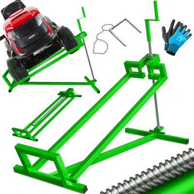 Produktbild von MASKO®  Rasentraktor Heber 400kg Aufsitzmäher Hebevorrichtung Rasentraktorheber Reinig.Hilfe Hebebühne inkl. Arbeitshandschuhen & Bürste