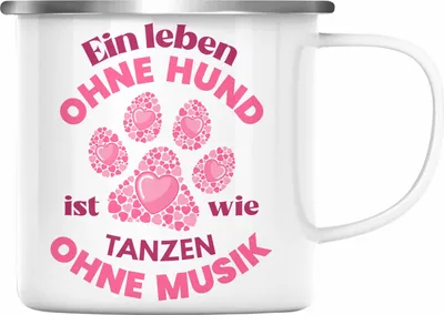 Produktbild von Trendation - Hundebesitzerin Emaille Tasse Geschenk Hunde-Mama Geschenkidee Frauen Becher Emaille Emaille Tasse Hundemami (Silber)