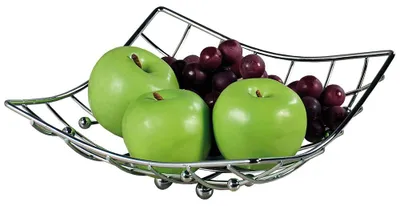 Productafbeelding van Fruitschaal Vierkant - Schaal voor fruit - Design Fruitmand - Metaal - Afm: 26 x 24 x 9.5 Cm - Zilver kleurig