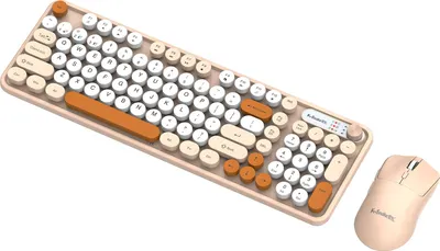 Produktbild von Kabellose Tastatur und Maus Combo 98 Tasten Wiederaufladbar 2.4G+BT Modus für Computer/Laptop Milchtee