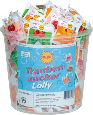 Produktbild von Traubenzucker Lolly 3fach sort. 100 Stück Friego