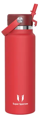 Produktbild von Sparrow Edelstahl Trinkflasche 1.2L Thermosflasche mit Strohhalm FlexDeckel