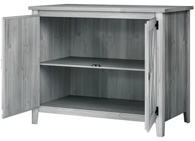 Produktbild von Gartenschrank aus Holz, Gartenschrank mit Regalen und Doppeltš¹ren, 110 x 60 x 88,5 cm, hellgrau