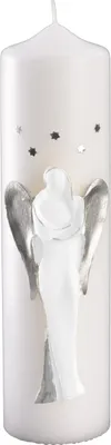 Produktbild von Geschenkkerze "3-D-Engelkerze" weiß/silber 270 x Ø 70 mm