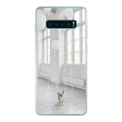 Produktbild von MuchoWow® Handyhülle Schutzhülle Hülle für Samsung Galaxy S10 Plus Hund - Weiß - Luftballon Silikon Softcase Handy Hülle - Schutzhülle