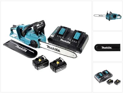 Produktbild von Makita DUC 353 PM2 Akku Kettensäge 36V ( 2x18V ) Brushless 35 cm + 2x 4,0 Ah Akku + Doppelladegerät