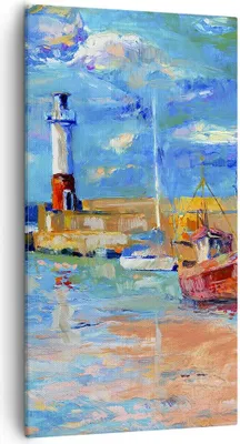 Produktbild von Bild auf Leinwand - Leinwandbild - Leuchtturm Meer - 55x100cm - Wand Bild - Wanddeko - Wandbilder - Leinwanddruck - Bilder - Kunstdruck - Wanddekoration - Leinwand bilder - Wandkunst - PA55x100-3693