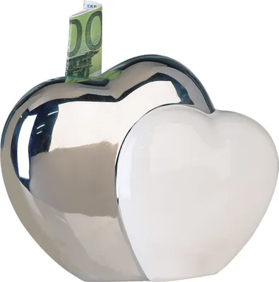 Produktbild von Casablanca Spardose Hearts weiss/silber,Ker. H.13cm Höhe: 13 cm Breite: 15 cm 36959