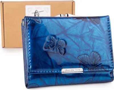 Produktbild von Jennifer Jones Damen Geldbörse RFID Schmetterling mit Bügel Blau