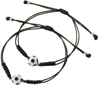 Produktbild von Partner-Armband 2er Set Fußball schwarz Nylon/Messing Uni