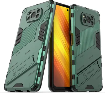 Produktbild von LaimTop Armor Hülle für Xiaomi Poco X3 Pro, Hybrid PC TPU Bumper Stoßfestes Schutzhülle mit Standfunktion für Xiaomi Poco X3 Pro Grün