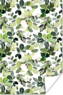 Produktbild von MuchoWow® Poster Blätter - Aquarell - Weiß 40x60 cm - Plakate für die Wand - Poster Babyzimmer