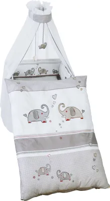 Produktbild von roba Kinder-Bettgarnitur 4-tlg, 'Jumbotwins', Bettset mit Bettwäsche 100x135cm, Nestchen, Himmel