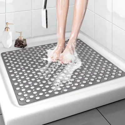 Obrázek produktu pro Protiskuzová podložka do sprchy, 70x70 cm, TPE, šedá, čtvercová