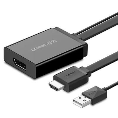 Image de Adaptateur HDMI unidirectionnel Ugreen (tata) - Display Port (mama) + adaptateur vidéo USB (pentru alimentare) 0,5 m noir (MM107)