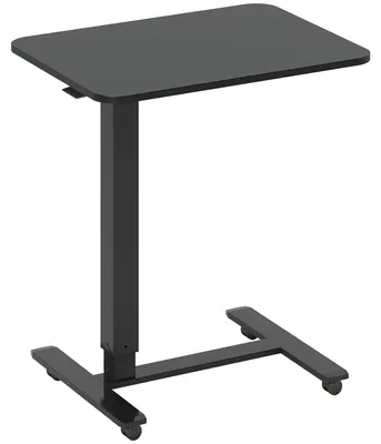 Image de Bureau réglable en hauteur sur roulettes – Forme en C | Couleur : Noir | Dimensions : 48 x 65 x 70-110 cm