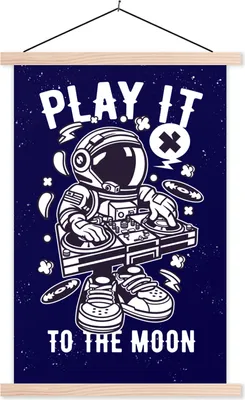 Produktbild von MuchoWow® Textilposter Astronaut - Weltraum - DJ - Vintage 40x60 cm mit holzfarbenen Rahmen - Poster