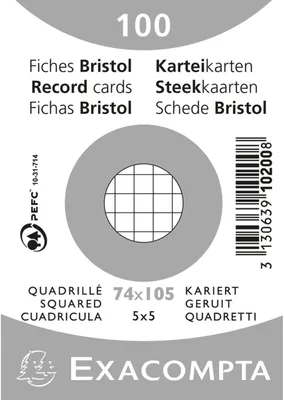 Produktbild von EXACOMPTA Karteikarten DIN A7 kariert weiß 100 Karteikarten