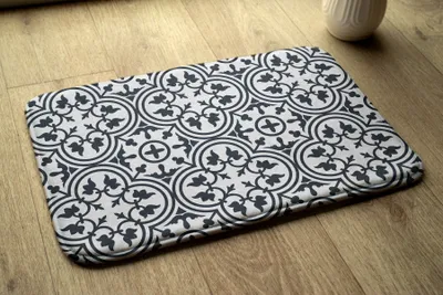 Produktbild von Badteppich Saugfähige - Badezimmer Teppich - Rutschfester Badvorleger Badematte - 75x45 cm - Geometrische Muster