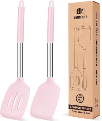 Obrázek produktu pro balení 2 nepřilnavých silikonových stěrek růžové barvy