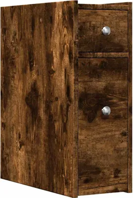 Produktbild von vidaXL Badschrank Schmal mit Rollen Räuchereiche Holzwerkstoff