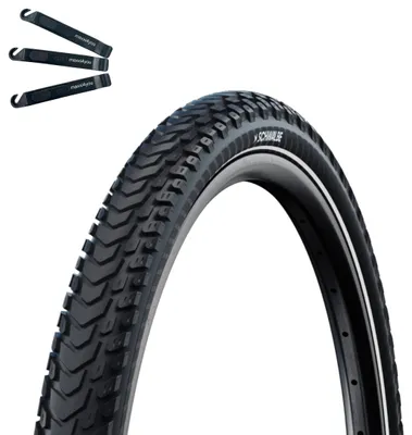 Produktbild von 1 x Schwalbe Marathon Mondial Drahtreifen Double Defense RaceGuard ADDIX Green E-50 Schwarz-Reflex 50-622 (28 x 2.00") inkl. Reifenheber