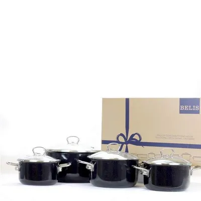 Obrázek produktu pro BELIS Sada smaltovaného nádobí PREMIUM ČERNÝ 4-dílná