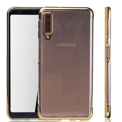 Produktbild von Handyhülle für Samsung Galaxy A7 2018 Gold - Clear - TPU Silikon Case Backcover Schutzhülle in Transparent Gold