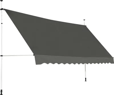 Produktbild von COSTWAY 395cm breit Klemmmarkise Balkonmarkise mit Handkurbel Sonnenmarkise 200-300 cm höhenverstellbar ohne Bohren Grau