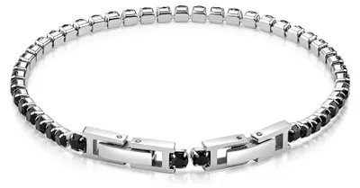 Zdjęcie produktu dla Bransoletka Zeeme ze stali nierdzewnej, 17+3 cm, czarna, z kryształami, 344060516
