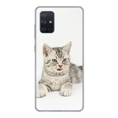 Produktbild von MuchoWow® Handyhülle Schutzhülle Hülle für Samsung Galaxy A51 Kitten - Weiß - Sohle - Mädchen - Kinder - Jungen - Kind Silikon Softcase Handy Hülle - Schutzabdeckung