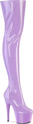 Produktbild von ADORE-3000 Pleaser Damen High-Heels Plateau Overknee Sandalen lavendel Stretchschwarz