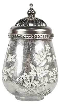 Productafbeelding van Clayre & Eef LED-lantaarn, diameter 9 cm, hoogte 15 cm, zilverkleurig glas