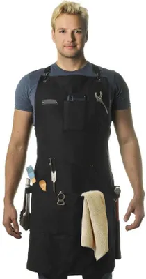 Produktbild von Professionelles Kochschutzkleid mit Vielfachfachtaschen - Gekreuzte Gummibänder