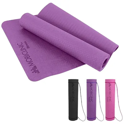 Immagine prodotto di Mobiclinic, Tappetino da yoga, , Con cinghia di trasporto, Spessore 6 mm, Antiscivolo, Lavabile, Impermeabile, Fitness,181x61x0,6 cm, Flessibile, TPE, Colore Viola
