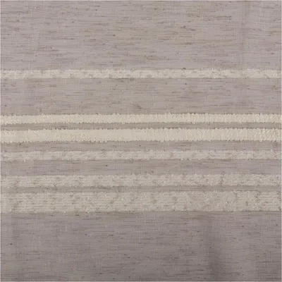 Produktbild von Gardinenstoff Meterware Voile Bouclé-Streifen taupe wollweiß 160cm