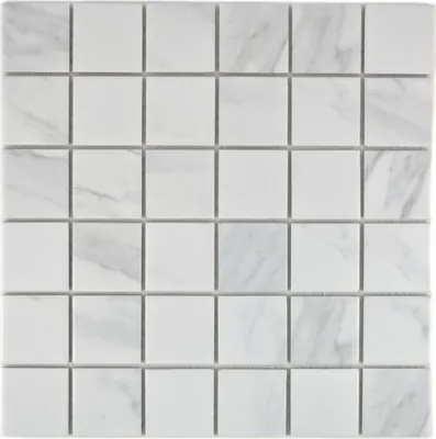 Produktbild von Mosaikfliese Carrara Optik weiß grau Keramik Badfliese Fliesenspiegel Küche MOS14-0102