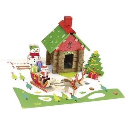 Produktbild von Jeujura 50 Stück Holzbausatz Haus des Weihnachtsmanns