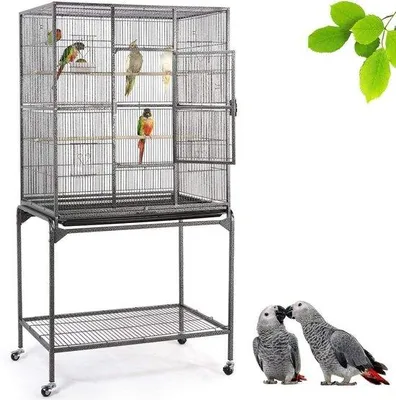 Produktbild von Famanu Vogelvoliere - Praktische Vogelkooi mit 360° Rollen
