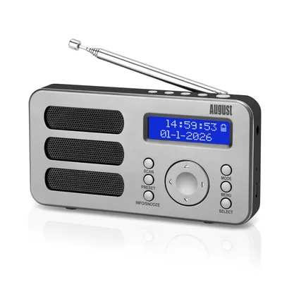 Produktbild von Tragbarers Radio DAB+ FM miniradio Uhr Wiederaufladbar AUX - August MB225