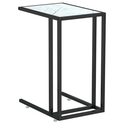 Produktbild von vidaXL Computer-Beistelltisch Weiß Marmor 50x35x65 cm Hartglas