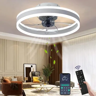 Zdjęcie produktu dla Wentylator sufitowy z oświetleniem, cichy, nowoczesny, LED, z pilotem i timerem. Lampa sufitowa, wentylator z oświetleniem, idealny do salonu, sypialni i jadalni
