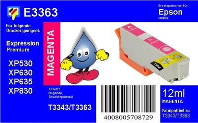 Produktbild von Dr. Inkjet Druckerpatrone - magenta mit 12ml Inhalt - ersetzt T3363