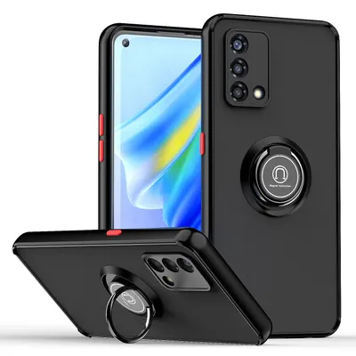 Immagine prodotto di Custodia per OPPO A74 4G opaca traslucida in TPU con supporto ad anello e supporto Nero Rosso