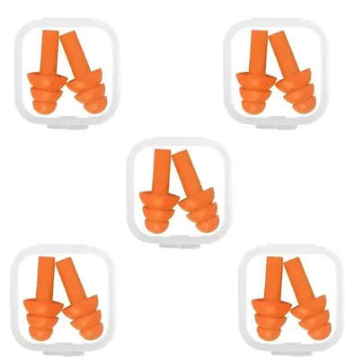 Produktbild von Ohrstöpsel Silikon Wiederverwendbar Wasserdicht Geräuschreduzierend Orange 5 Paar